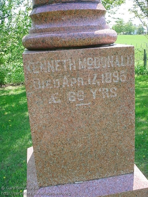 Photo of headstones/Kenneth McDonald d 1895 hdstn AshfieldON